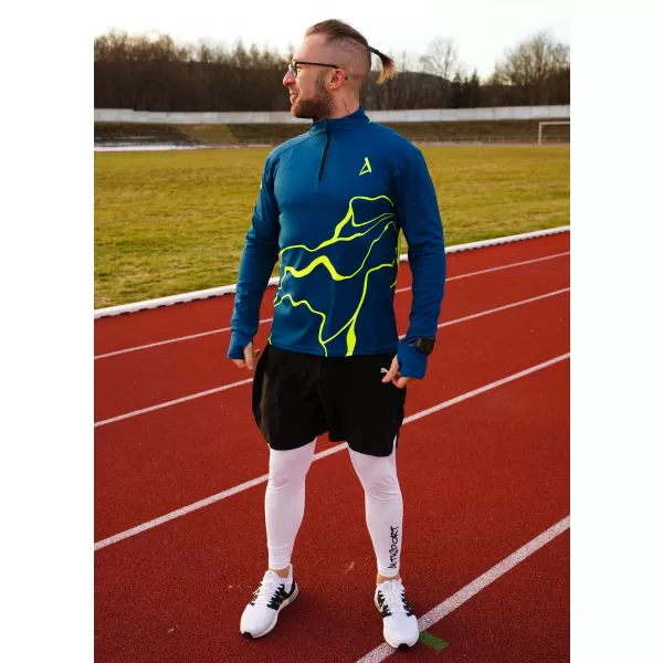  Pánska športová mikina premium plus ALTISPORT VOJ/ALM073MI04 NÁMORNÍCKA-FLUO ŽLTÁ 
