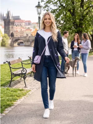 Dámsky prémiový kardigan ALTISPORT VOJ/ALW077MI07 ČIERNO-FIALOVÁ