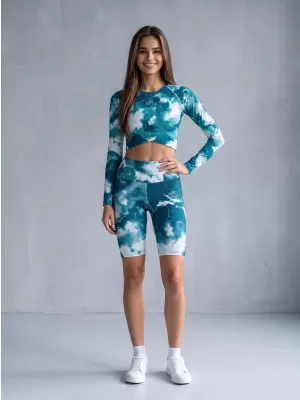 Dámske legíny nad kolená premium ALTISPORT VOJ/ALW066LEG02 ZELENOMODRÁ