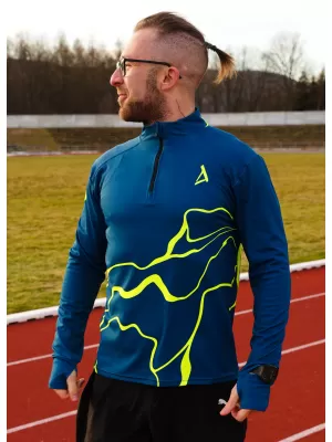 Pánska športová mikina premium plus ALTISPORT VOJ/ALM073MI04 NÁMORNÍCKA-FLUO ŽLTÁ