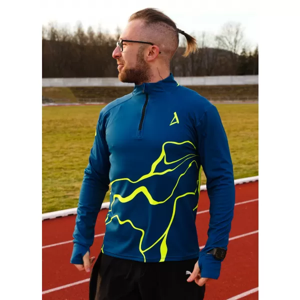  Pánska športová mikina premium plus ALTISPORT VOJ/ALM073MI04 NÁMORNÍCKA-FLUO ŽLTÁ 