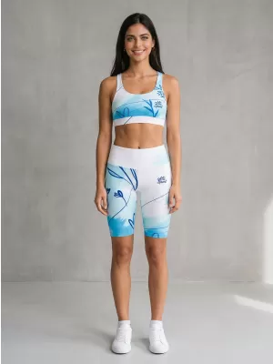 Dámske legíny nad kolená premium ALTISPORT VOJ/ALW083LEG02 BIELA MODRÁ