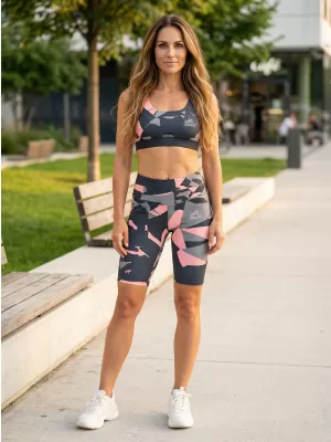 Dámske legíny nad kolená premium ALTISPORT VOJ/ALW080LEG02 ČIERNO-LOSOSOVÁ