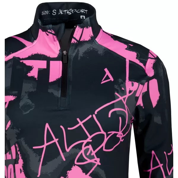  Dámska športová mikina premium plus ALTISPORT VOJ/ALW076MI04 ČIERNA/FLUO RUŽOVÁ 