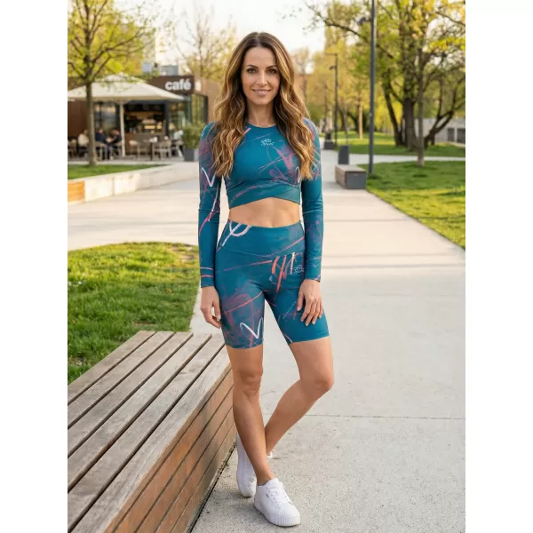  Dámske legíny nad kolená premium ALTISPORT VOJ/ALW082LEG02 PETROLEJ 