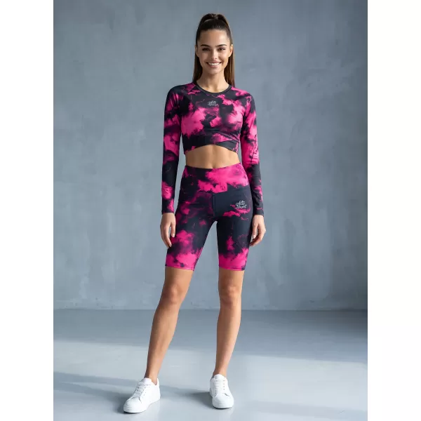  Dámske legíny nad kolená premium ALTISPORT VOJ/ALW066LEG02 ČIERNA RUŽOVÁ 