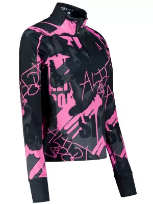 Dámska športová mikina premium plus ALTISPORT VOJ/ALW076MI04 ČIERNA/FLUO RUŽOVÁ