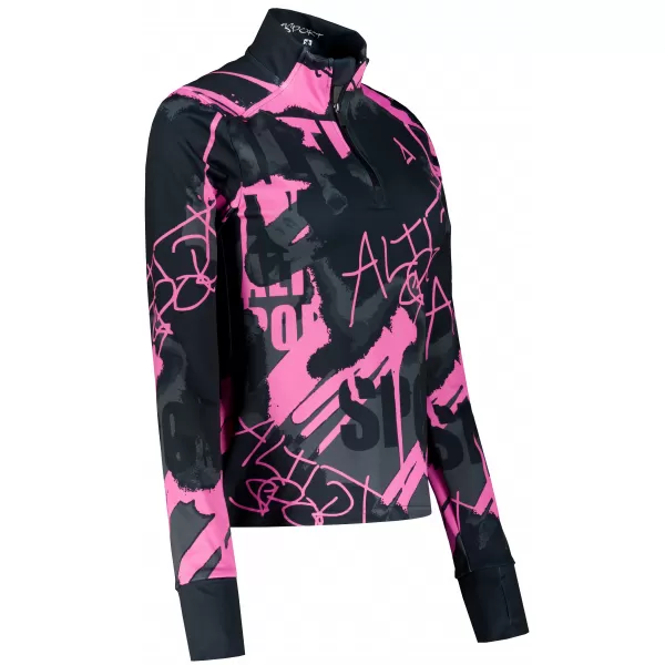  Dámska športová mikina premium plus ALTISPORT VOJ/ALW076MI04 ČIERNA/FLUO RUŽOVÁ 