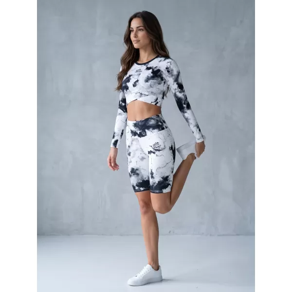  Dámske legíny nad kolená premium ALTISPORT VOJ/ALW066LEG02 ČIERNOBIELY 