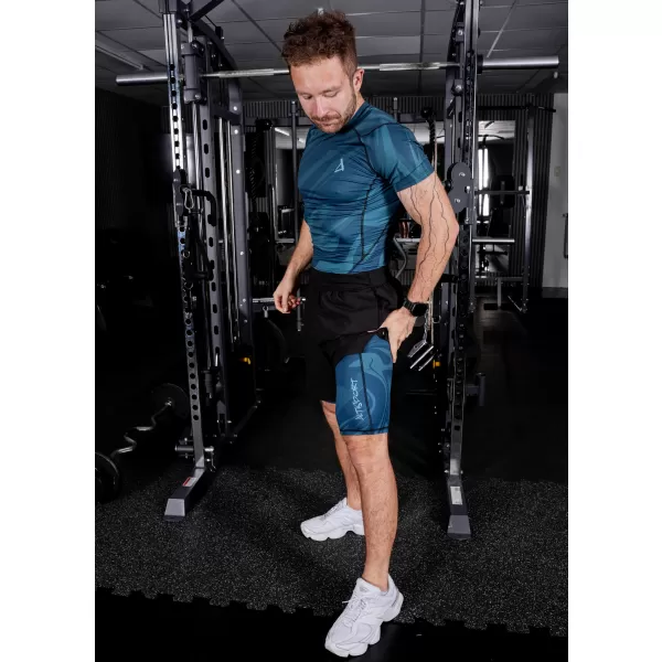  Pánske športové legíny nad kolená premium ALTISPORT VOJ/ALM072LEG02 PETROLEJ 