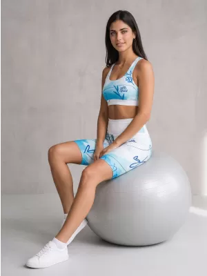 Dámske legíny nad kolená premium ALTISPORT VOJ/ALW083LEG02 BIELA MODRÁ