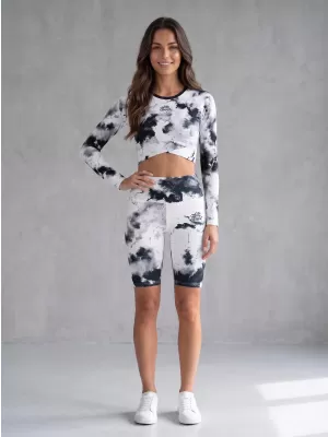 Dámske legíny nad kolená premium ALTISPORT VOJ/ALW066LEG02 ČIERNOBIELY