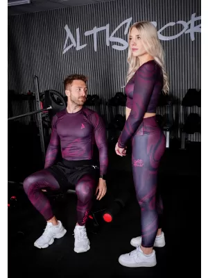 Dlhé pánske prémiové športové legíny ALTISPORT VOJ/ALM072LEG01 VÍNOVO ČERVENÉ