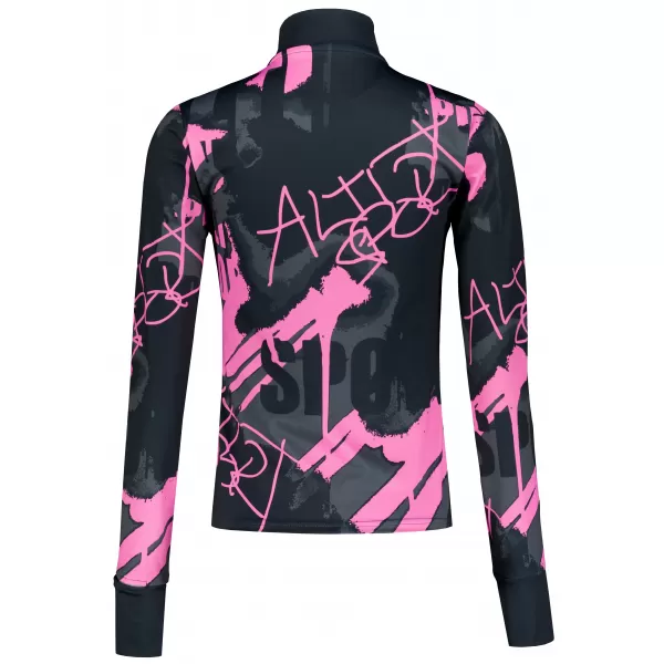  Dámska športová mikina premium plus ALTISPORT VOJ/ALW076MI04 ČIERNA/FLUO RUŽOVÁ 