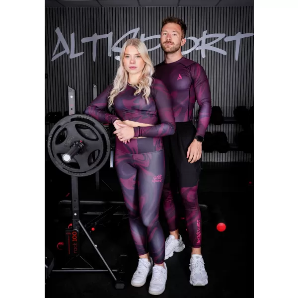  Dlhé pánske prémiové športové legíny ALTISPORT VOJ/ALM072LEG01 VÍNOVO ČERVENÉ 