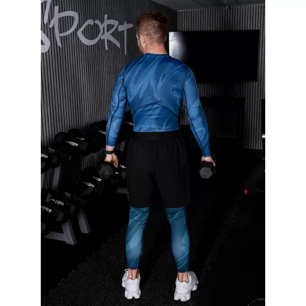  Dlhé pánske prémiové športové legíny ALTISPORT VOJ/ALM072LEG01 PETROLEJ 