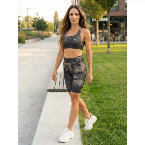  Dámske legíny nad kolená premium ALTISPORT VOJ/ALW080LEG02 TMAVO HNEDÁ 
