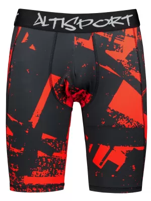 Pánske športové legíny nad kolená premium ALTISPORT VOJ/ALM079LEG02 ČIERNA A ČERVENÁ