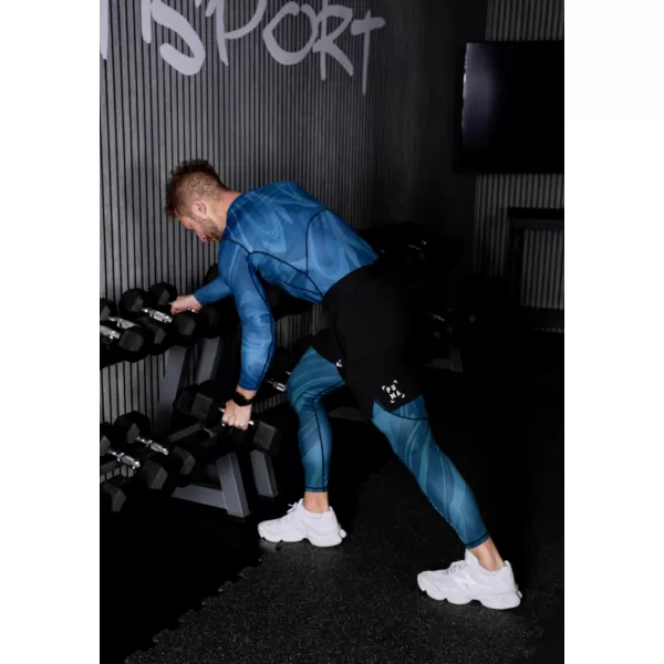  Dlhé pánske prémiové športové legíny ALTISPORT VOJ/ALM072LEG01 PETROLEJ 