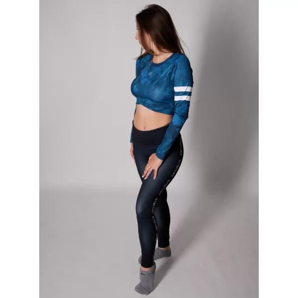 Dámsky prémiový funkčný crop top s dlhým rukávom ALTISPORT VOJ/ALW096TR04 PETROLEJ 