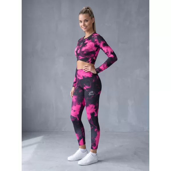  Dámsky prémiový funkčný crop top s dlhým rukávom ALTISPORT VOJ/ALW066TR04 ČIERNA RUŽOVÁ 