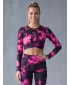 Dámsky prémiový funkčný crop top s dlhým rukávom ALTISPORT VOJ/ALW066TR04 ČIERNA RUŽOVÁ