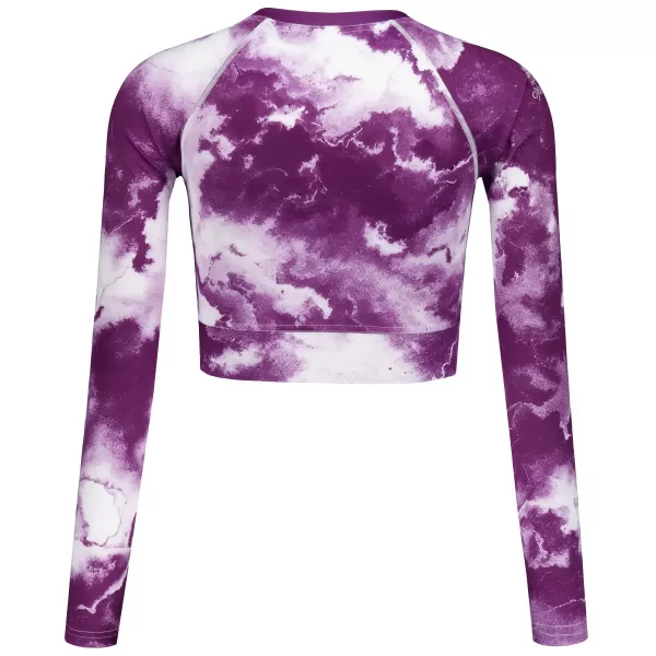  Dámsky prémiový funkčný crop top s dlhým rukávom ALTISPORT VOJ/ALW066TR04 BIELA FIALOVÁ 