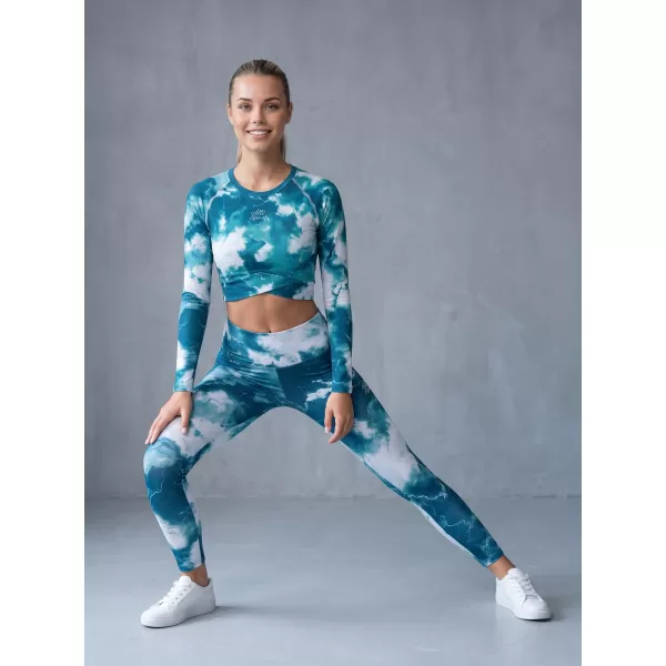  Dámsky prémiový funkčný crop top s dlhým rukávom ALTISPORT VOJ/ALW066TR04 ZELENOMODRÁ 