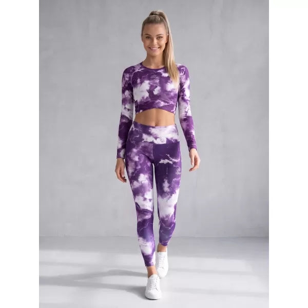  Dámsky prémiový funkčný crop top s dlhým rukávom ALTISPORT VOJ/ALW066TR04 BIELA FIALOVÁ 