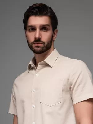 Pánska košeľa OMBRE OM-SHSS-0168 BÉŽOVÁ