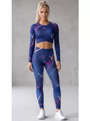 Dámsky prémiový funkčný crop top s dlhým rukávom ALTISPORT VOJ/ALW082TR04 TMAVO MODRÁ