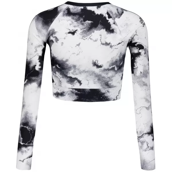 Dámsky prémiový funkčný crop top s dlhým rukávom ALTISPORT VOJ/ALW066TR04 ČIERNOBIELY 