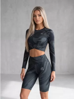 Dámsky prémiový funkčný crop top s dlhým rukávom ALTISPORT VOJ/ALW072TR04 ČIERNA