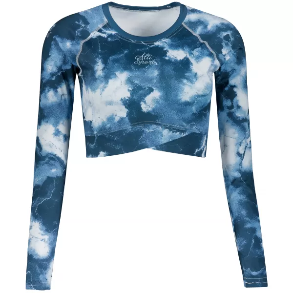  Dámsky prémiový funkčný crop top s dlhým rukávom ALTISPORT VOJ/ALW066TR04 TMAVO MODRÁ 