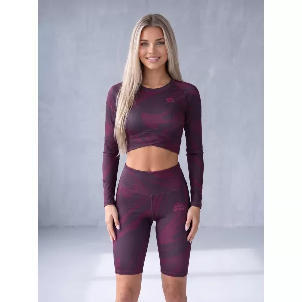  Dámsky prémiový funkčný crop top s dlhým rukávom ALTISPORT VOJ/ALW072TR04 VÍNOVO ČERVENÉ 