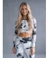 Dámsky prémiový funkčný crop top s dlhým rukávom ALTISPORT VOJ/ALW066TR04 ČIERNOBIELY