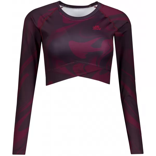  Dámsky prémiový funkčný crop top s dlhým rukávom ALTISPORT VOJ/ALW072TR04 VÍNOVO ČERVENÉ 