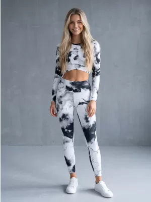 Dámsky prémiový funkčný crop top s dlhým rukávom ALTISPORT VOJ/ALW066TR04 ČIERNOBIELY