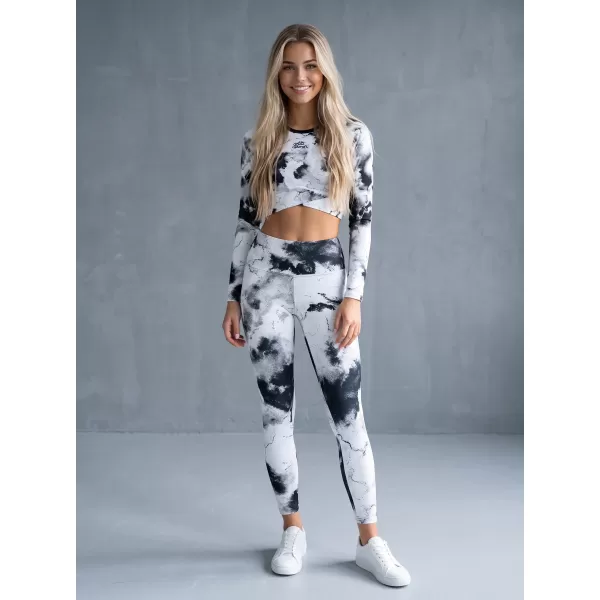  Dámsky prémiový funkčný crop top s dlhým rukávom ALTISPORT VOJ/ALW066TR04 ČIERNOBIELY 