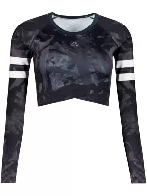 Dámsky prémiový funkčný crop top s dlhým rukávom ALTISPORT VOJ/ALW096TR04 ČIERNA