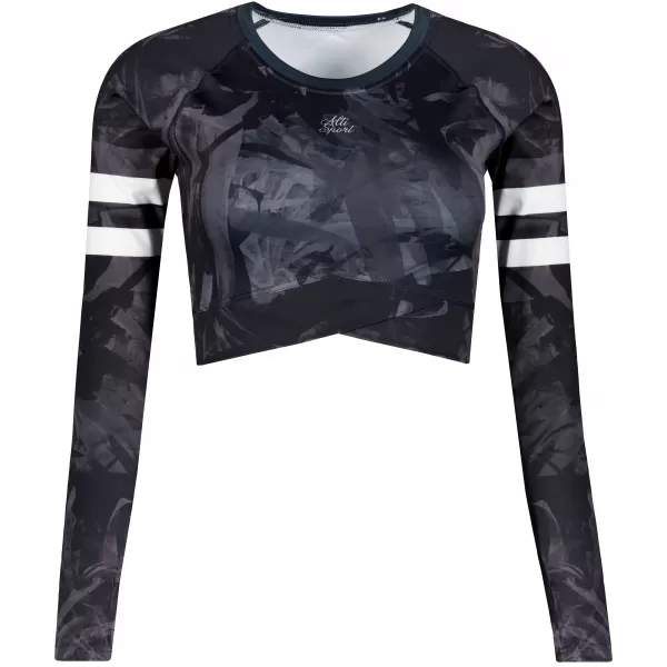  Dámsky prémiový funkčný crop top s dlhým rukávom ALTISPORT VOJ/ALW096TR04 ČIERNA 