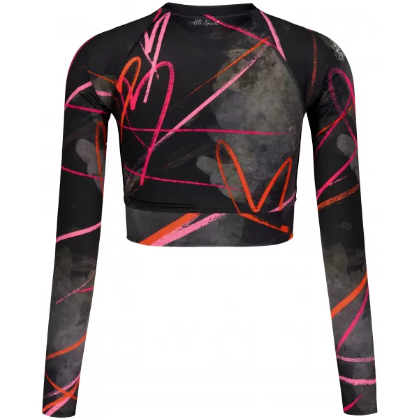  Dámsky prémiový funkčný crop top s dlhým rukávom ALTISPORT VOJ/ALW082TR04 ČIERNA 
