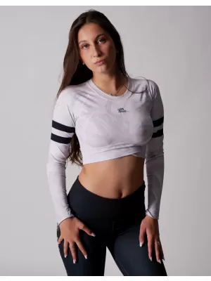 Dámsky prémiový funkčný crop top s dlhým rukávom ALTISPORT VOJ/ALW096TR04 BIELA