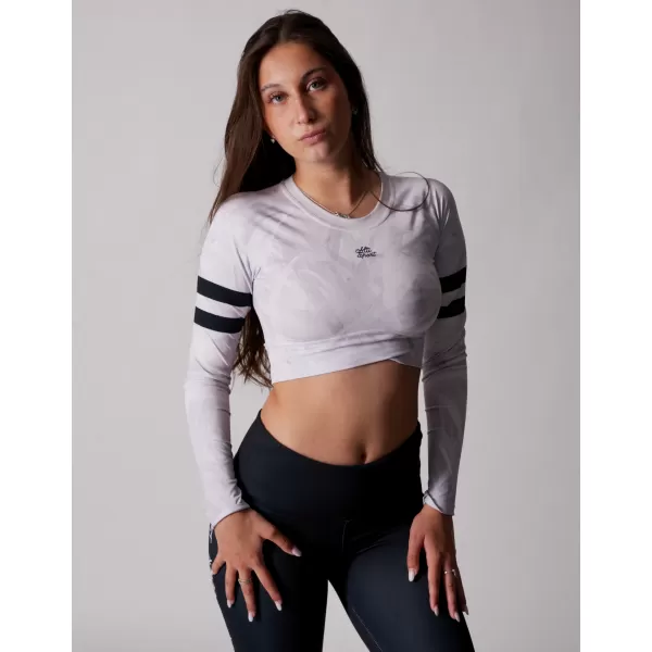  Dámsky prémiový funkčný crop top s dlhým rukávom ALTISPORT VOJ/ALW096TR04 BIELA 