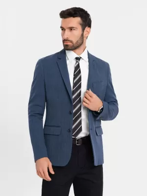 Pánska bunda OMBRE OM-BLZB-0135 TMAVO MODRÁ
