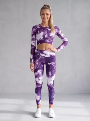 Dámsky prémiový funkčný crop top s dlhým rukávom ALTISPORT VOJ/ALW066TR04 BIELA FIALOVÁ