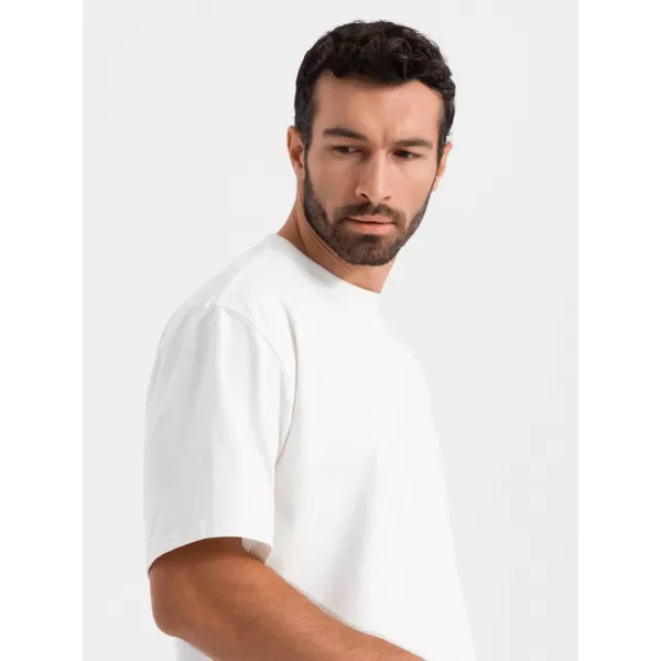 Pánske tričko OMBRE OM-TSBC-0234 KRÉM 