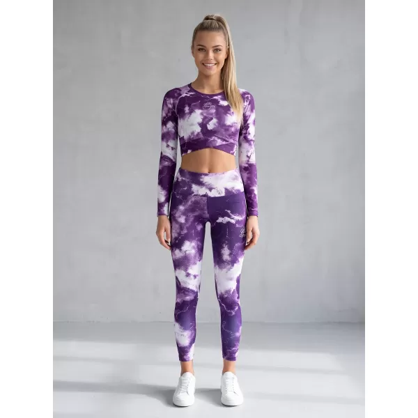  Dámsky prémiový funkčný crop top s dlhým rukávom ALTISPORT VOJ/ALW066TR04 BIELA FIALOVÁ 