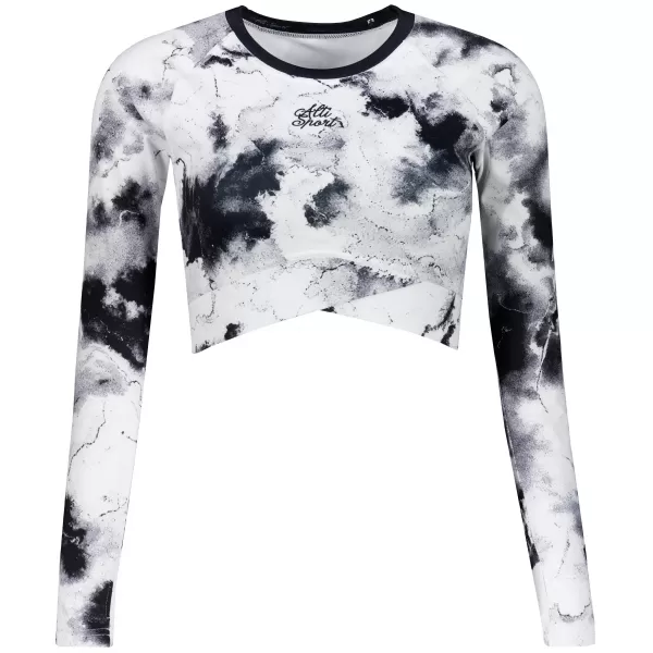  Dámsky prémiový funkčný crop top s dlhým rukávom ALTISPORT VOJ/ALW066TR04 ČIERNOBIELY 
