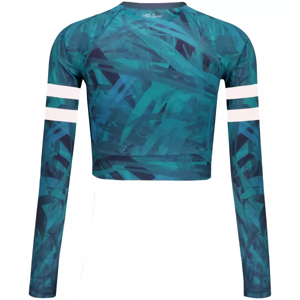  Dámsky prémiový funkčný crop top s dlhým rukávom ALTISPORT VOJ/ALW096TR04 PETROLEJ 